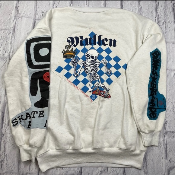 Vtg 1986 Bones Brigade Powell Peralta Rodney Mullen Skeleton Graphic Sweatshirt - Picture 1 of 16